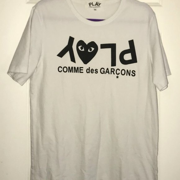 COMME DES GARÇONS PLAY PLAY - Logo Short Sleeve T Shirt - Size XL - CDG - Picture 10 of 15